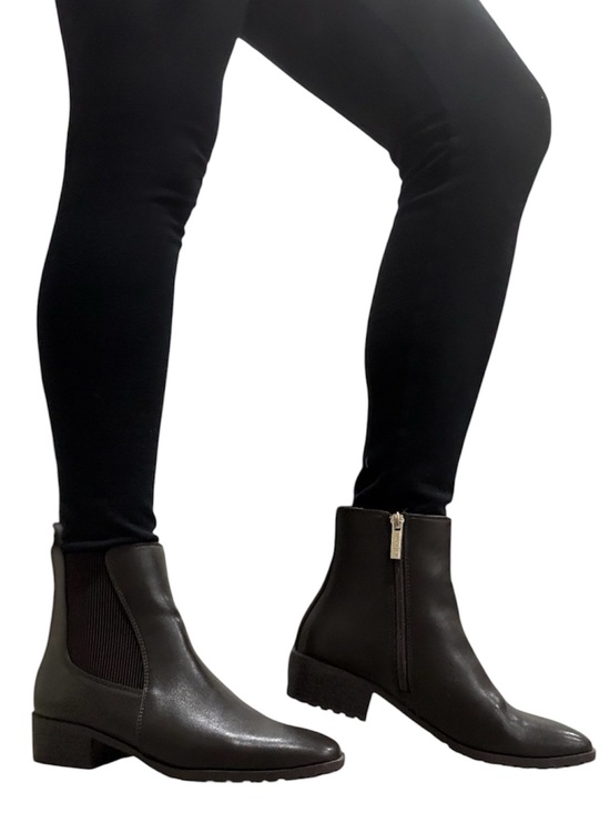 Anne Klein Shoes - Anne Klein Carra Women's Brown Leather Round Toe Chelsea Ankle Boots Zip US 7 M